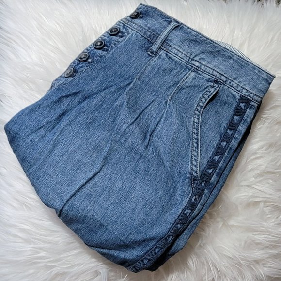 Free People Faded Pleated Trouser Denim Jeans Size 26 - Picture 2 of 15